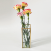 A 0.5L tall and slender square desktop glass vase with gold - inlaid edges, no welding points, and waterproof, suitable for Valentine's Day