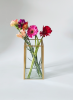 A 3.4L trapezoidal desktop glass vase with gold - inlaid edges, no welding points, and waterproof, suitable for Valentine's Day, Mother's Day