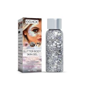 EELHOE Glitter Body Skin Gel Silver Makeup, Fish Scale Sequin, Glitter Gel, Stage Show, Makeup Props, Eyeshadow (Option: Indescribable)